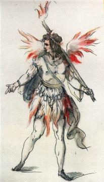 A fiery spirit: a costume for  a masque character by Inigo Jones